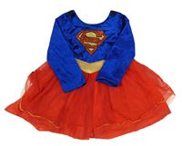 Kostým - Kobaltově modro-červené sametovo/tylové šaty - Supergirl Tu