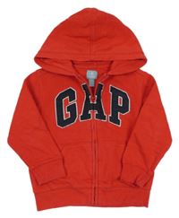 Červená propínací mikina s logem a kapucí GAP