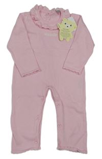 Nové - Světlerůžový pletený overal s výšivkou Ebebek