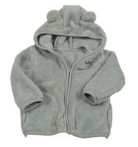 Šedá chlupatá propínací mikina s kapucí