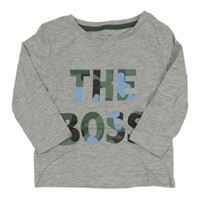 Šedé melírované triko s nápisem Peacocks