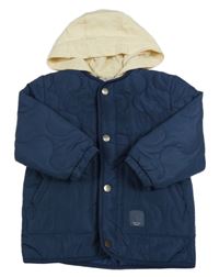 Tmavomodrá šusťáková prošívaná zateplená bunda s kapucí So Cute