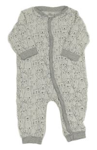 Bílo-šedý overal se zvířátky H&M