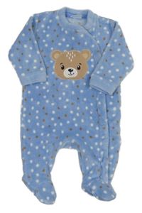 Modrý chlupatý overal s medvídkem a puntíky Orsolino