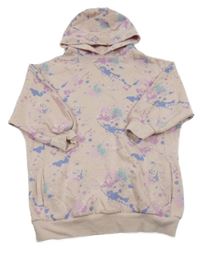 Světlerůžová vzorovaná mikinová tunika s kapucí Next 