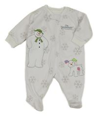 Bílý fleecový overal se sněhulákem Nutmeg