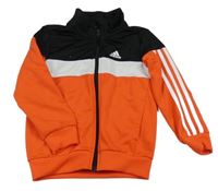 Oranžovo-černo-bílá propínací sportovní mikina s logem Adidas