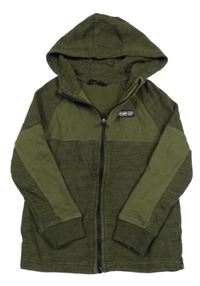 Olivovo-černá melírovaná propínací mikina s kapucí George 