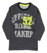 Černo-bílé proužkované triko s nápisy Kids 