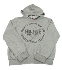 Šedá melírovaná mikina s nápisem a kapucí S. Oliver