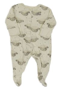 Smetanový žebrovaný overal s ovečkami Next