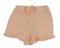 Broskvové mušelínové kraťasy s mašlí Ergee