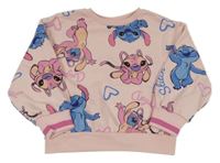 Broskvová crop oversize mikina se Stitchem Primark