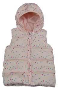 Světlerůžová šusťáková prošívaná zateplená vesta s punítky a kapucí Primark