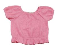 Růžová vzorovaná crop halenka H&M