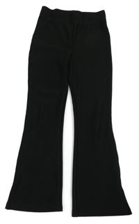 Černé žebrované flare kalhoty Tu