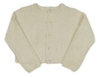 Smetanový chlupatý propínací crop svetr H&M