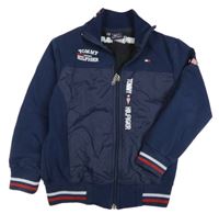 Tmavomodrá teplákovo/šusťáková bunda s logem Tommy Hilfiger