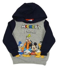 Šedo-tmavomodrá mikina s Mickeym a kapucí Disney