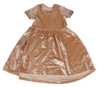 Starorůžové sametové šaty s flitry Little kids
