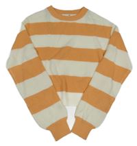 Oranžovo-bílý pruhovaný žebrovaný crop svetr H&M