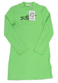 Zelené žebrované šaty se srdíčkem a křídly a rolákem zn. H&M