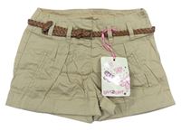 Béžové chino plátěné kraťasy s páskem girl2girl