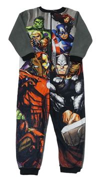 Šedo-černý fleecový overal s Avengers MARVEL