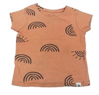 Skořicové žebrované tričko s duhami PRIMARK