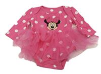 Růžovo-bílé puntíkaté body s Minnie a tylovou sukní George