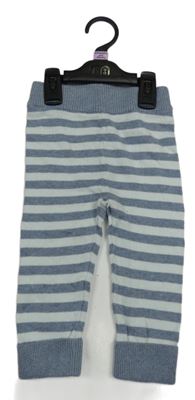 Nové - modro-bílo/světlemodré pruhované melírované pletené tepláky Mothercare