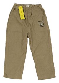 Nové - hnědobéžové manšestráky s medvídkem SHEIN