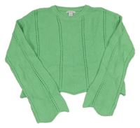 Zelený perforovaný crop svetr PRIMARK