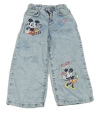 Světlemodré plísňové wide leg crop rifle s Mickey a Minnie LC WaIKIKI