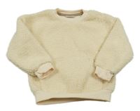 Smetanová huňatá mikina s kapsou so cute