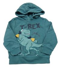Šalvějová mikina s dinosaurem - T-Rex a kapucí C&A