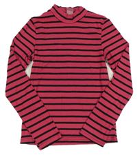 Jahodovo-černý pruhovaný žebrovaný rolák Y.F.K.