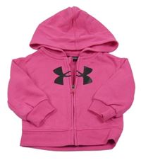 Tmavorůžová funkční propínací mikina s logem a kapucí UNDER ARMOUR