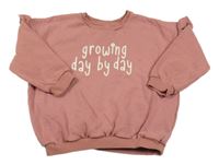 Skořicová oversize mikina s nápisy a volánky Matalan