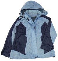 Světlemodro-tmavomodrá šusťáková jarní bunda s odepínací kapucí