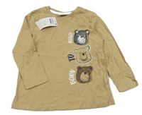 Nové - béžové triko s medvídky a nápisy so cute