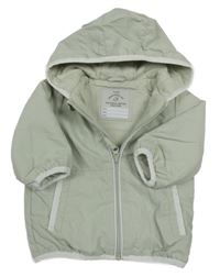 Světlešedoolivová šusťáková zateplená bunda s kapucí George