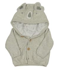 Světlešedý melírovaný propínací podšitý svetr s kapucí - koala Mothercare