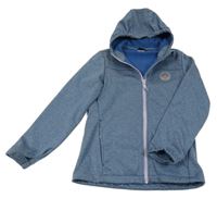 Modrá melírovaná softshellová bunda s nášivkou a kapucí ACTIVE TOUCH