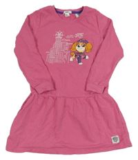 Růžové teplákové šaty s PAW PATROL - Skye lupilu