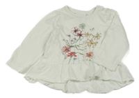 Bílá tunika s kytičkami a motýlkem Topomini