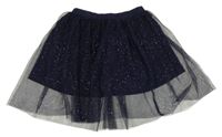 Tmavomodrá třpytivá tylová sukně George