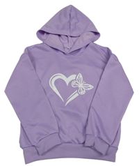 Levandulová mikina se srdíčkem a motýlkem a kapucí 