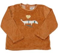 Cihlová sametová mikina s pejskem GÉMO