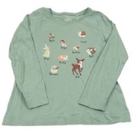 Olivové triko se zvířátky a houbičkami a žaludy Topolino